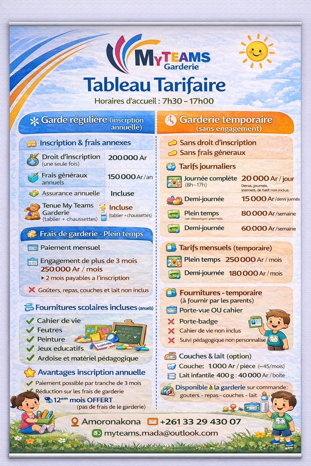 Tarifs garderie